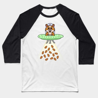 Funny orange hamster is flying a spaceship Baseball T-Shirt